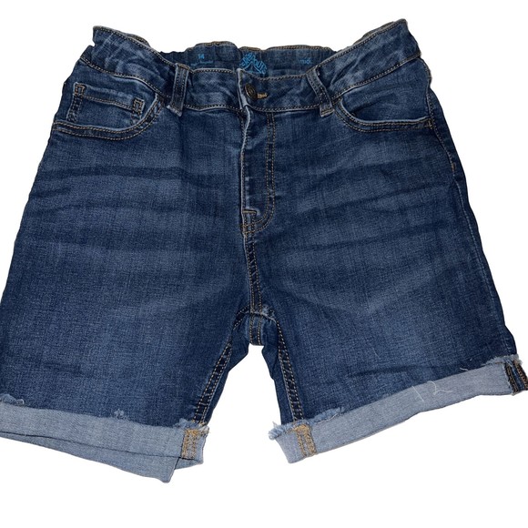 There Abouts Other - There Abouts kids Girls Denim Jean Shorts MIDI Size 14 DarkBlue Wash Belt Pullon